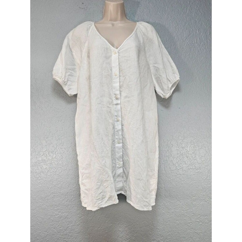 Aritzia Wilfred Aperitif White Organic Linen Button Front Mini Dress S Coastal